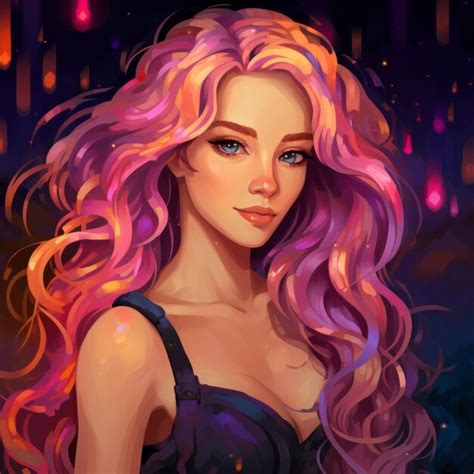 Premium Photo An Illustration Of A Beautiful Woman With Long Pink Hair