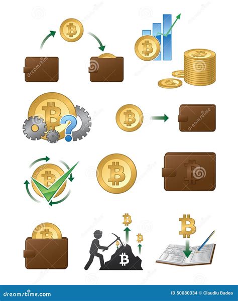 Ejemplo De Los Iconos De Bitcoin Stock de ilustración Ilustración de