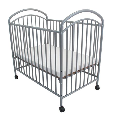 La Baby Classic Arched Compact Metal Convertible Crib With Mattress