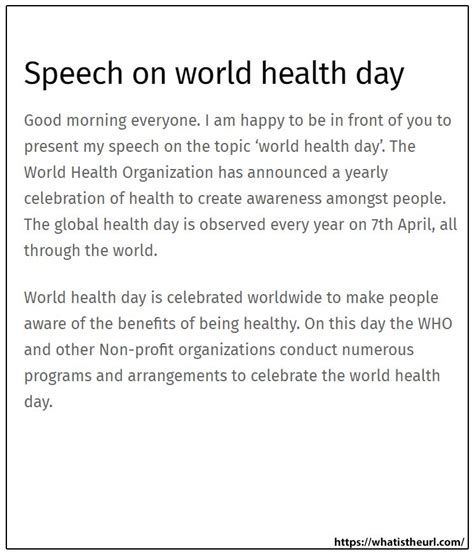 Speech On World Health Day