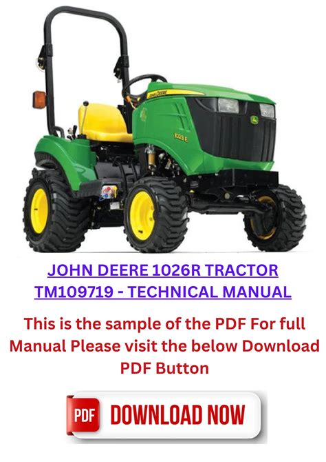 John Deere 1026r Worldwide Compact Utility Tractor Technical Manual Tm109719 Download Pdf By