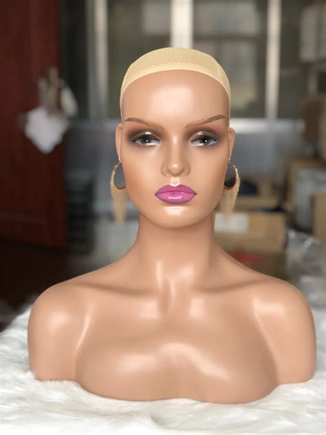 Realistic Mannequin Bust Black Female Mannequin Head Wig Stand Display