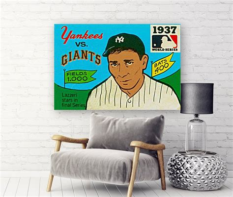 New York Yankees Print Vintage Baseball Poster Retro Etsy