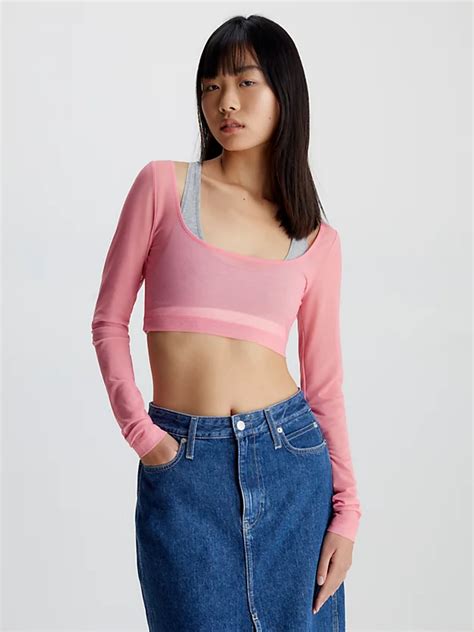 Slim Mesh Cropped Top Calvin Klein® J20j221497tik