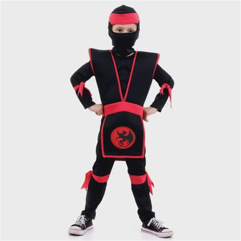 Fantasia Infantil Ninja Preto e Vermelho Luxo Músculos no Shoptime