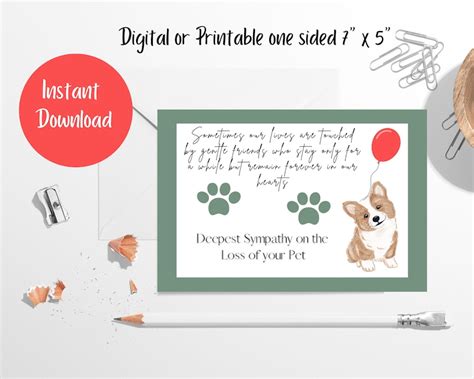 Printable Digital Dog Sympathy Card, Loss of a Dog, Dog Condolences ...