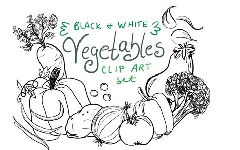 Clip Art Black And White Vegetables Clipart