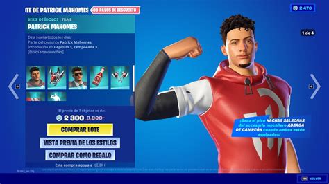 NUEVA SKIN PATRICK MAHOMES NUEVA TIENDA FORTNITE HOY 24 DE AGOSTO