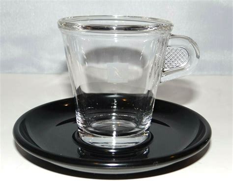 Nespresso Cups And Saucers Set Of 2 100ml Espresso Coffee Cups 3oz Clear Glass Ebay