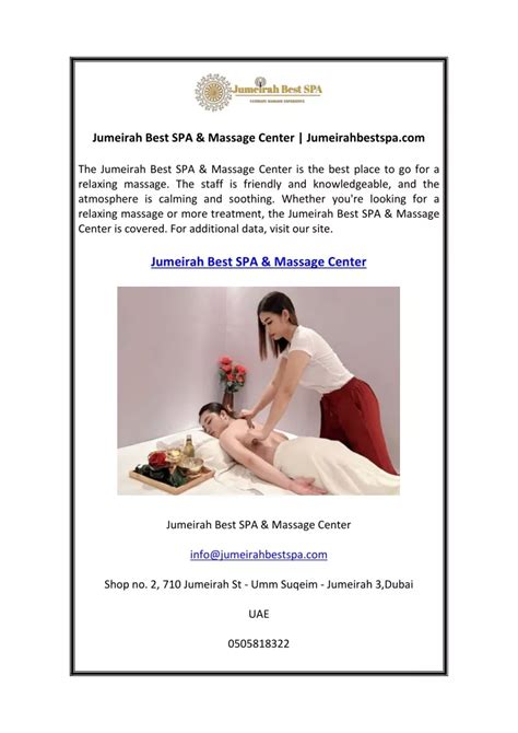 Ppt Jumeirah Best Spa And Massage Center Powerpoint