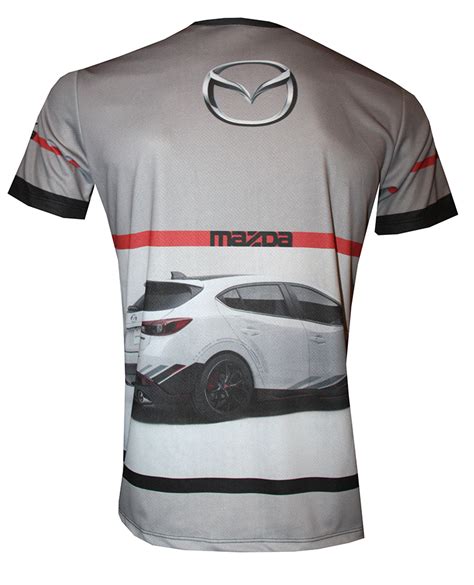 Mazda T Shirt With Logo And All Over Printed Picture T Shirts With All Kind Of Auto Moto