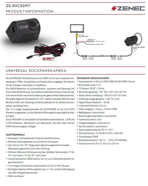 Zenec Ze Rvc Mt R Ckfahrkamera Universell Einsetzbare Einparkhilfe F R