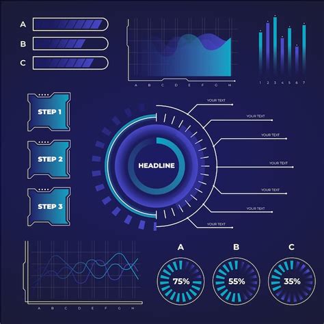 Free Vector Futuristic Infographic Collection Template