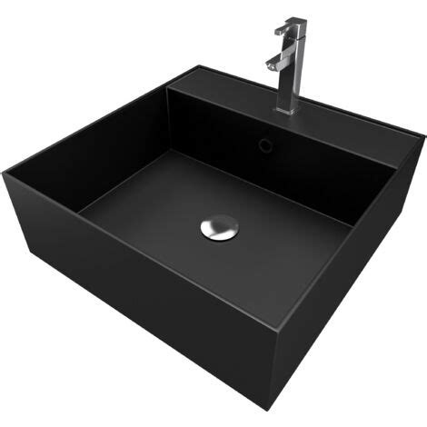 Lavabo sobreponer Cuadrado Cerámica Negra 41X41x15cm SQUARY DARK