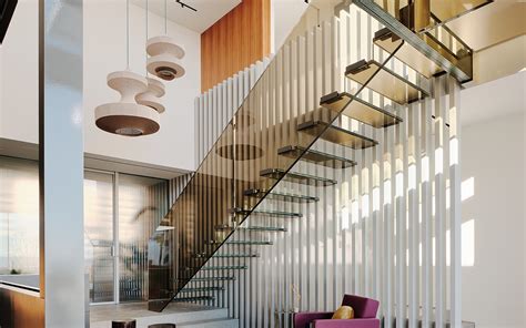 Fougeron Architects Bronze Tinted All Glass Staircase Design Siller Stairs