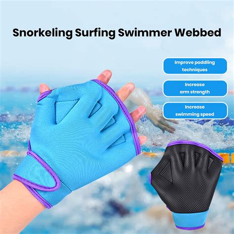 Sioweci 1 Pair Swimming Gloves Adjustable Men Women Aquatic Swim