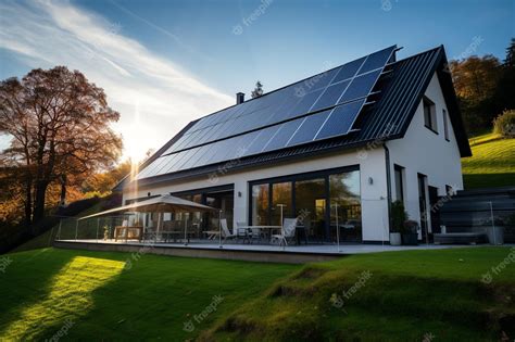 Modern Home with Solar Panels Sustainability Under the Sun | Premium AI-generated image