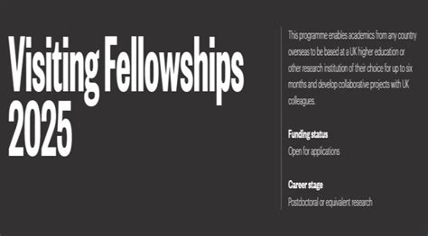 British Academy Visiting Fellowships For International Students