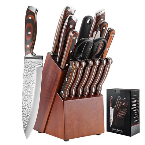 Kitchen Knife Set with Block Block Set,14Pcs High Carbon Stainless ...