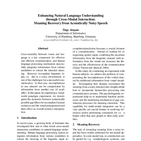 Enhancing Natural Language Understanding Through Cross Modal