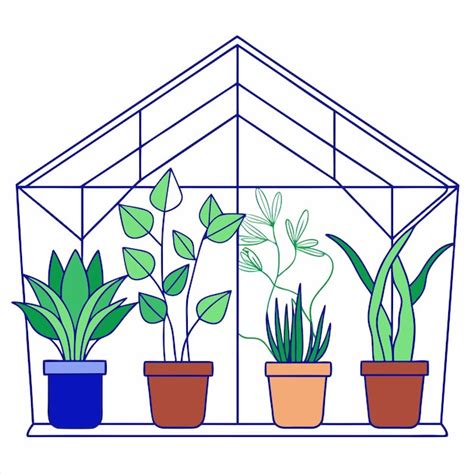 Un Dibujo De Plantas Y Una Casa Con Una Ventana Que Dice En Maceta