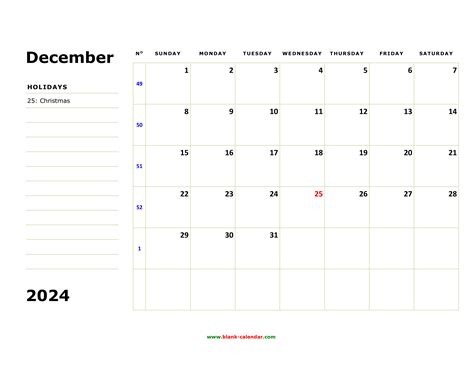free printable monthly calendar december 2024 2