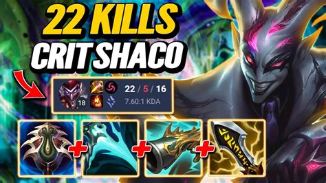 22 Kills Crit Shaco S14 Emerald Ranked League Of Legends Full