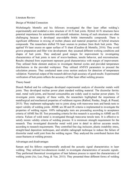 7099 Civil Engineering Literature Review Design Of Welded Connection