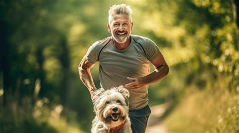 A man jogging with his dog 29560035 Stock Photo at Vecteezy