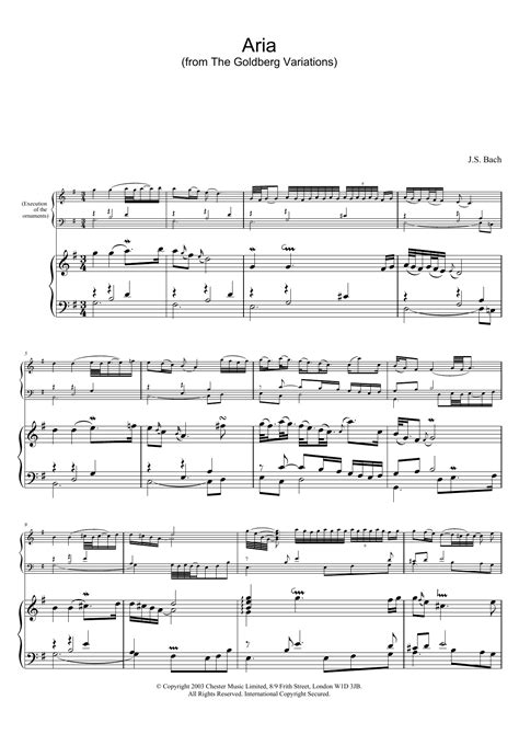 Johann Sebastian Bach Aria From The Goldberg Variations Sheet Music