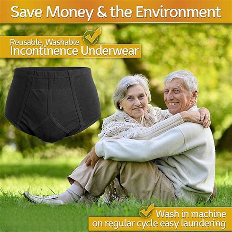 3 Pack Men S Washable Incontinence Briefs Cotton Bladder Control Underwear Front Absorption