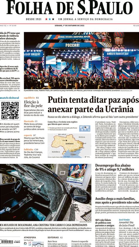 Capa Folha De S Paulo Quarta De Janeiro De