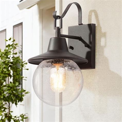 Lnc Modern Rusty Black Outdoor Wall Lantern Sconce With Globe Clear