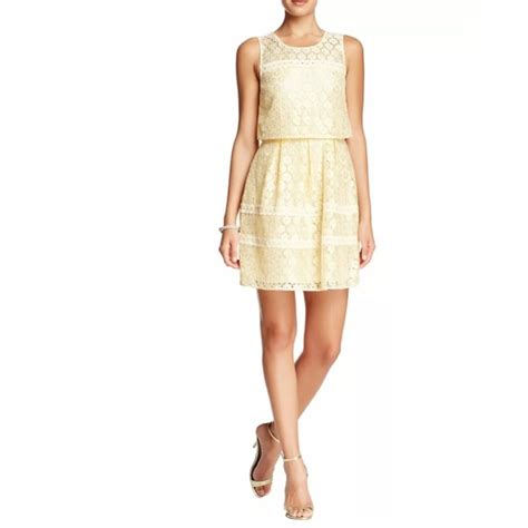 Jessica Simpson Metallic Gold Popover A Line Dress Gem