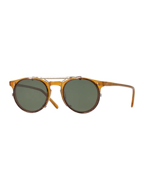 Lyst Oliver Peoples Sir Omalley 45 Flip Clip Sunglasses In Brown