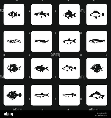 Fish Icons Set Simple Style Stock Vector Image Art Alamy