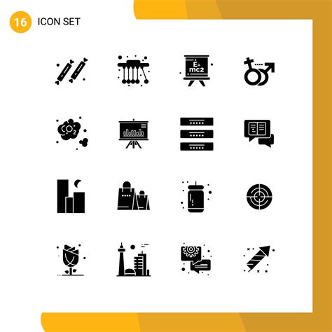 User Interface Pack Of 16 Basic Solid Glyphs Of Carbon Dioxide Symbol Formula Female Gender