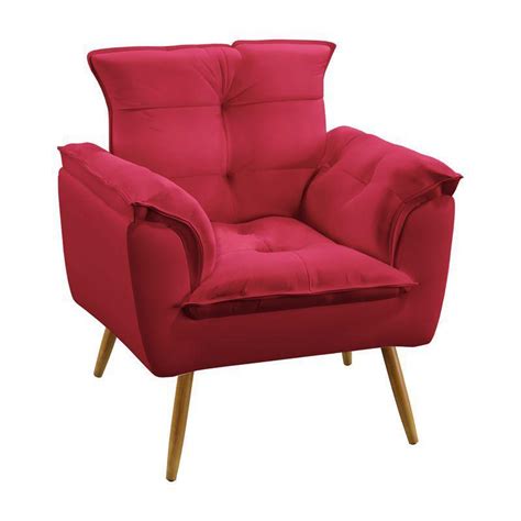 Poltrona Decorativa Opala Suede Vermelho Aradecor Poltronas