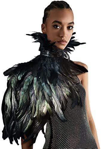 HOMELEX Feather Cape Shawl Costume Black Witch Wings Collar Adult Crow