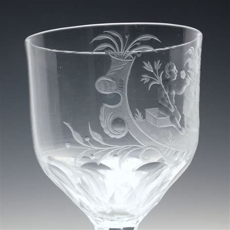 Large 18th Century Engraved Facet Cut Glass Goblet C1790 Dm Wine Glasses Exhibit Antiques