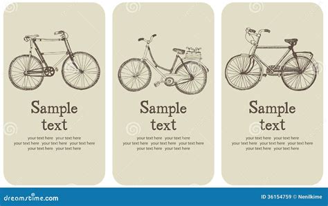 Vintage Bicycle Card Set Stock Illustrations 1386 Vintage Bicycle