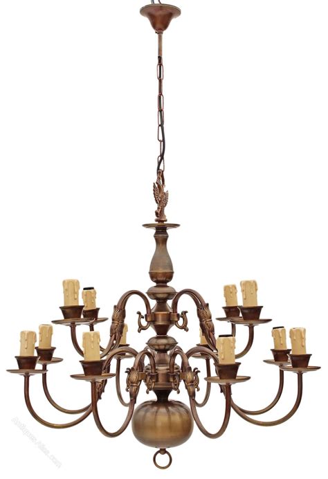 Antiques Atlas Flemish 12 Lamp Brass Bronze Chandelier 2 Tier