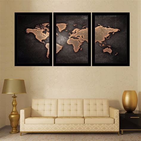 Quadro Decorativo Mapa Mundi Atlas C Moldura Tam 141x67cm A R 199