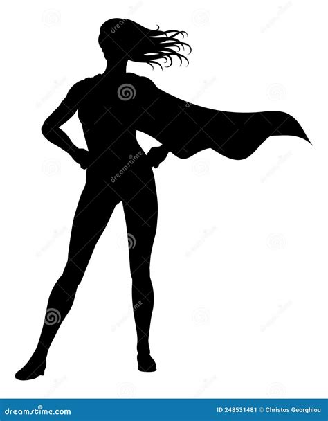 Super Hero Silhouette Superhero Cape Woman Stock Vector - Illustration ...