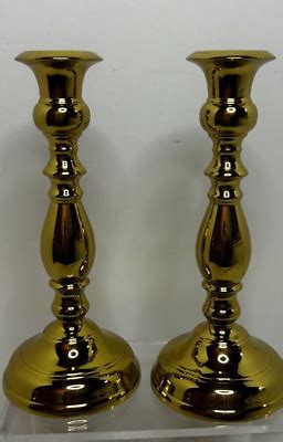 Vtg Pair Solid Polished Brass Virginia Metalcrafters Taper Candlesticks