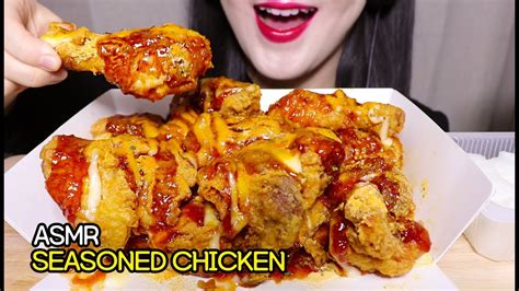 Asmr Cheesy Seasoned Chicken Eating Sounds 처갓집 슈프림 골드 양념치킨 리얼사운드 먹방