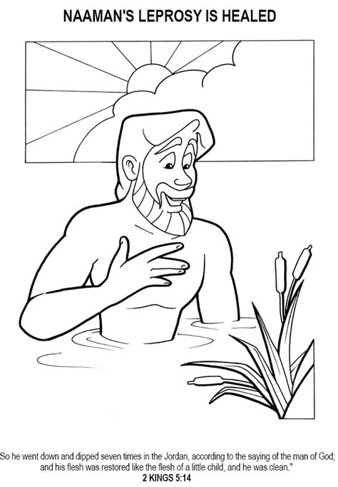 Naamans Leprosy Is Healed Coloring Page Sermons4kids