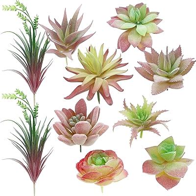 Amazon Woohome 10 PCS Artificial Succulent Plants Blue Fake