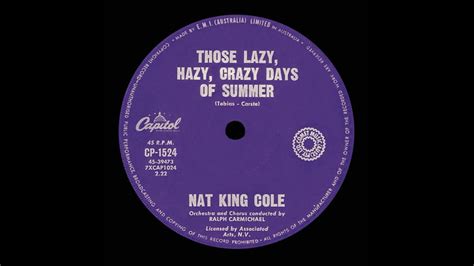 Those Lazy Hazy Crazy Days Of Summer Nat King Cole Original