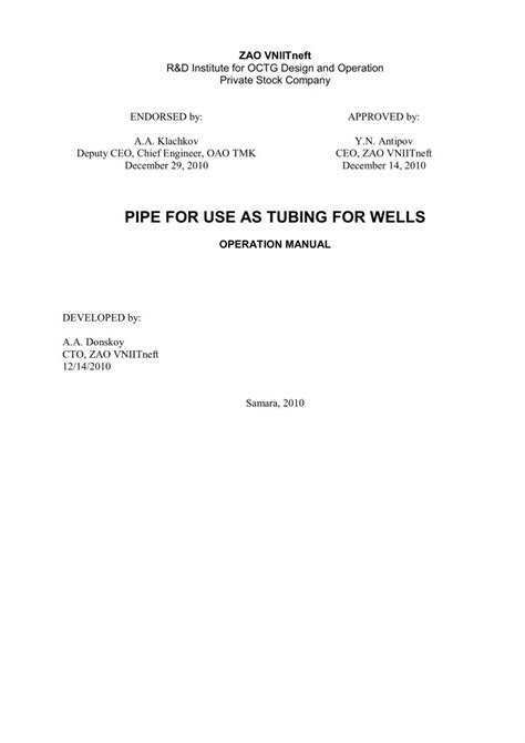 Pdf Pipe For Use As Tubing For Wells Tmk · 24 Mechanical